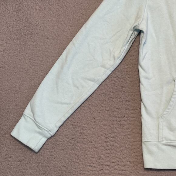 The North Face Hoodie Womens Small Light Blue Teal Spellout Sweatshirt Pullover - Picture 4 of 16